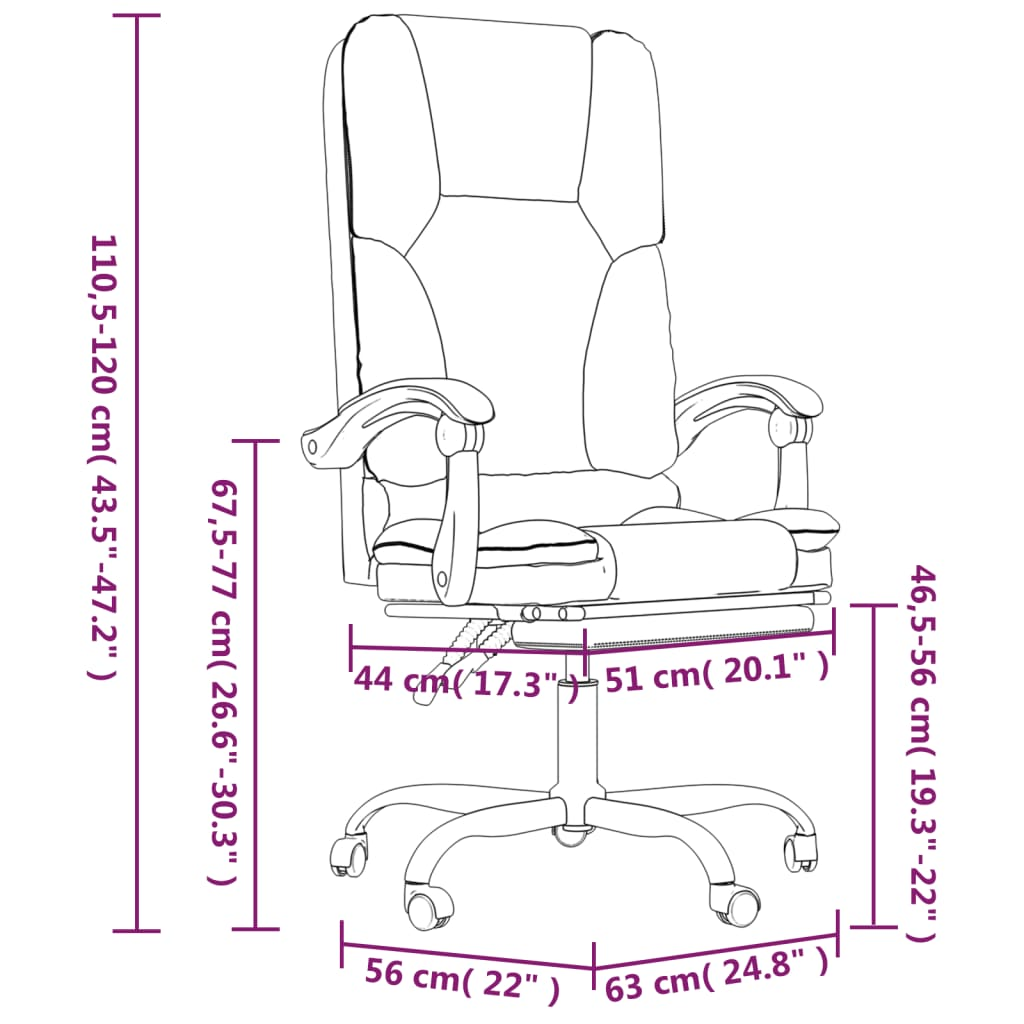 vidaXL Massage Reclining Office Chair Dark Gray Fabric