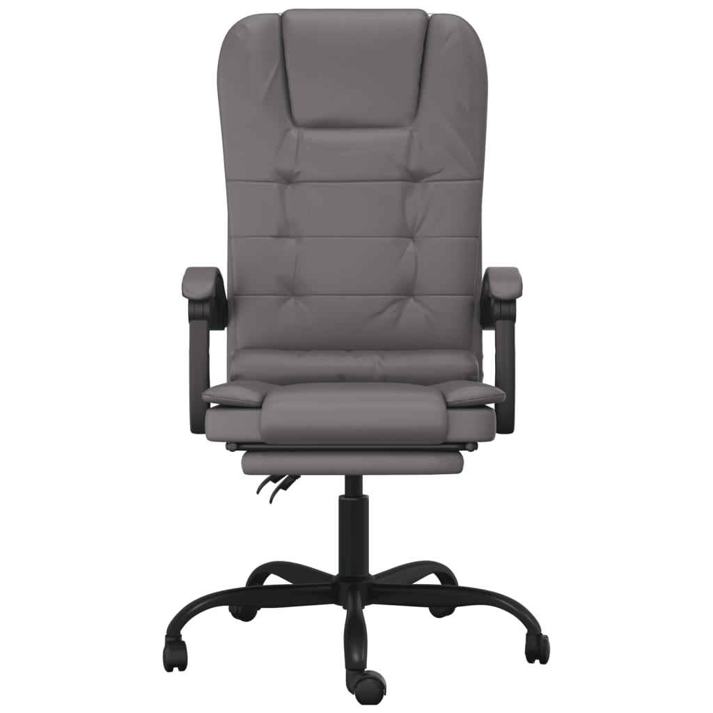 vidaXL Massage Reclining Office Chair Gray Faux Leather