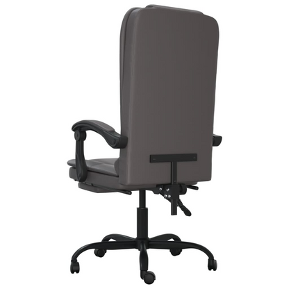 vidaXL Massage Reclining Office Chair Gray Faux Leather