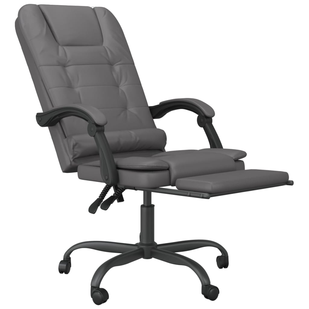 vidaXL Massage Reclining Office Chair Gray Faux Leather