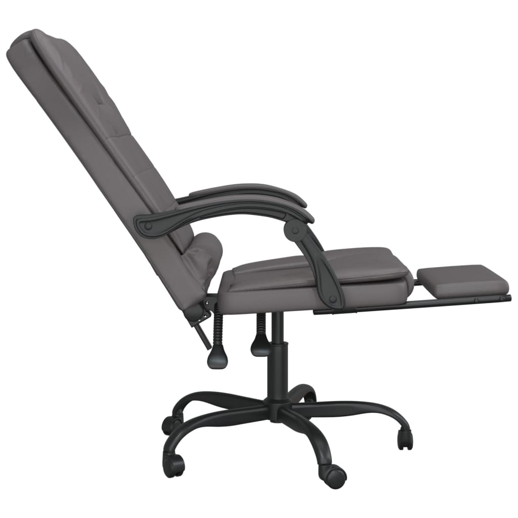 vidaXL Massage Reclining Office Chair Gray Faux Leather