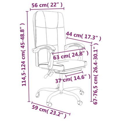 vidaXL Reclining Office Chair Black Faux Leather