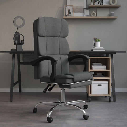 vidaXL Reclining Office Chair Dark Gray Fabric