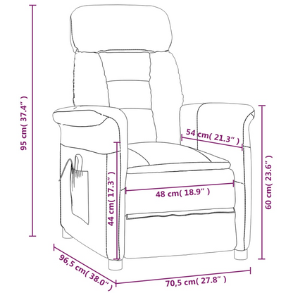 vidaXL Massage Recliner Taupe Faux Suede Leather