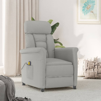 vidaXL Massage Recliner Light Gray Faux Suede Leather