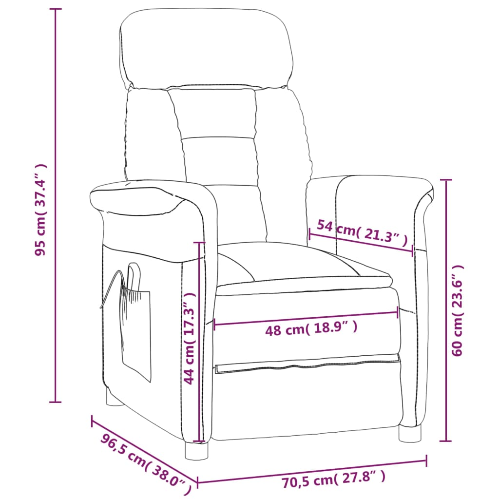 vidaXL Massage Recliner Light Gray Faux Suede Leather