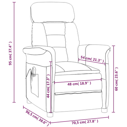 vidaXL Massage Recliner Light Gray Faux Suede Leather