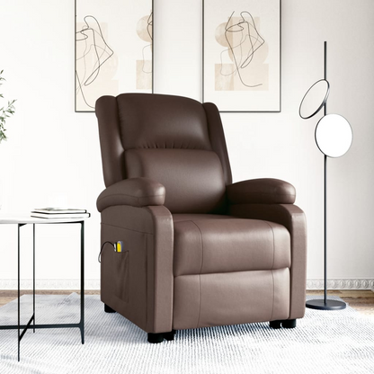 vidaXL Power Lift Massage Recliner Brown Faux Leather