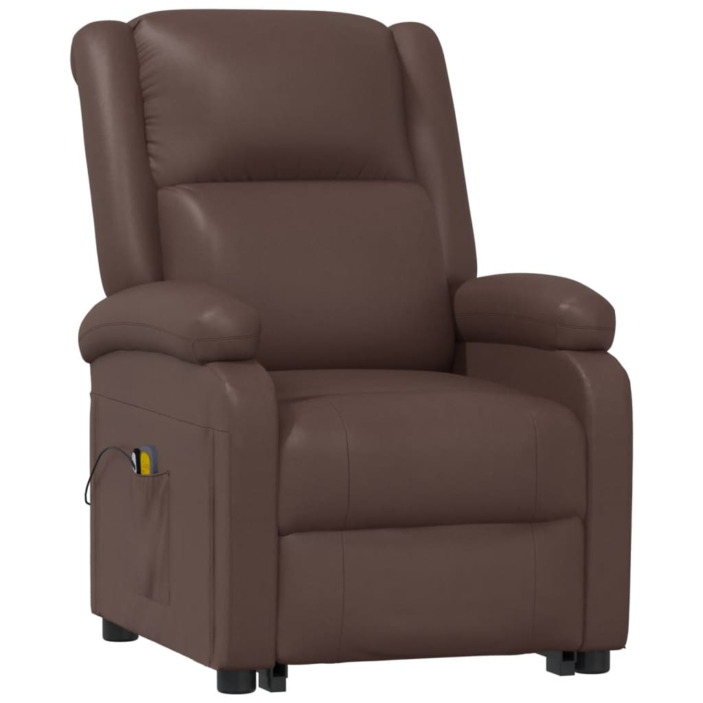 vidaXL Power Lift Massage Recliner Brown Faux Leather