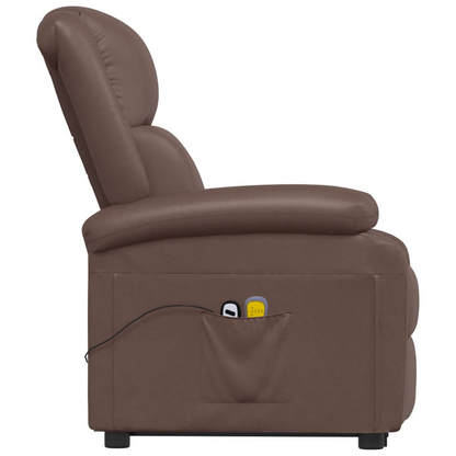 vidaXL Power Lift Massage Recliner Brown Faux Leather