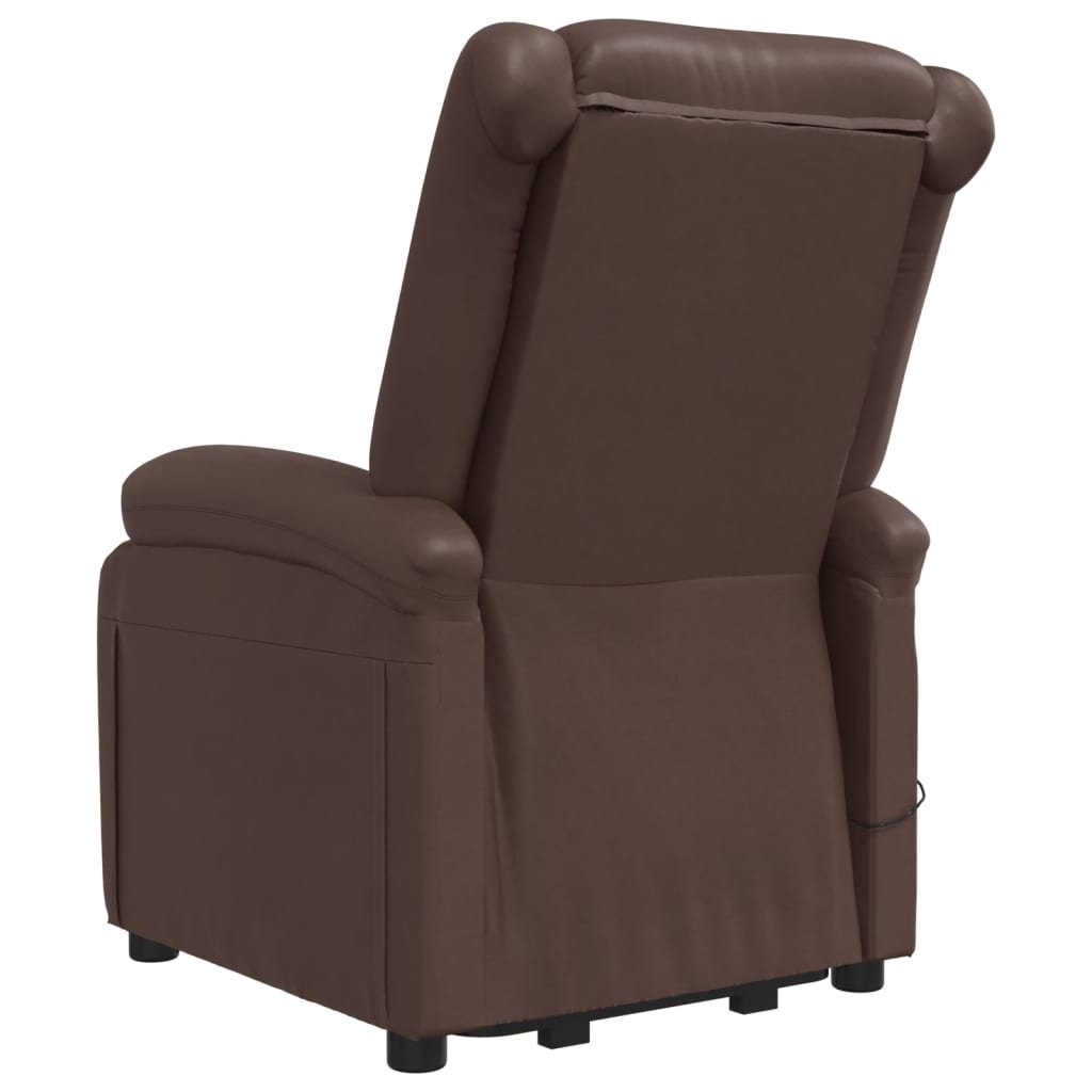 vidaXL Power Lift Massage Recliner Brown Faux Leather