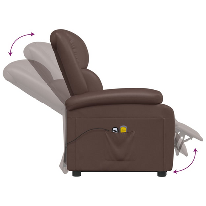 vidaXL Power Lift Massage Recliner Brown Faux Leather