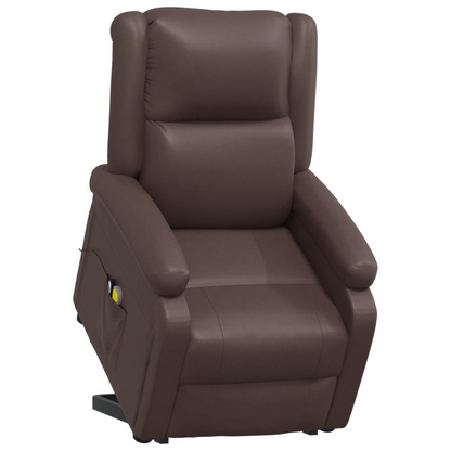 vidaXL Power Lift Massage Recliner Brown Faux Leather