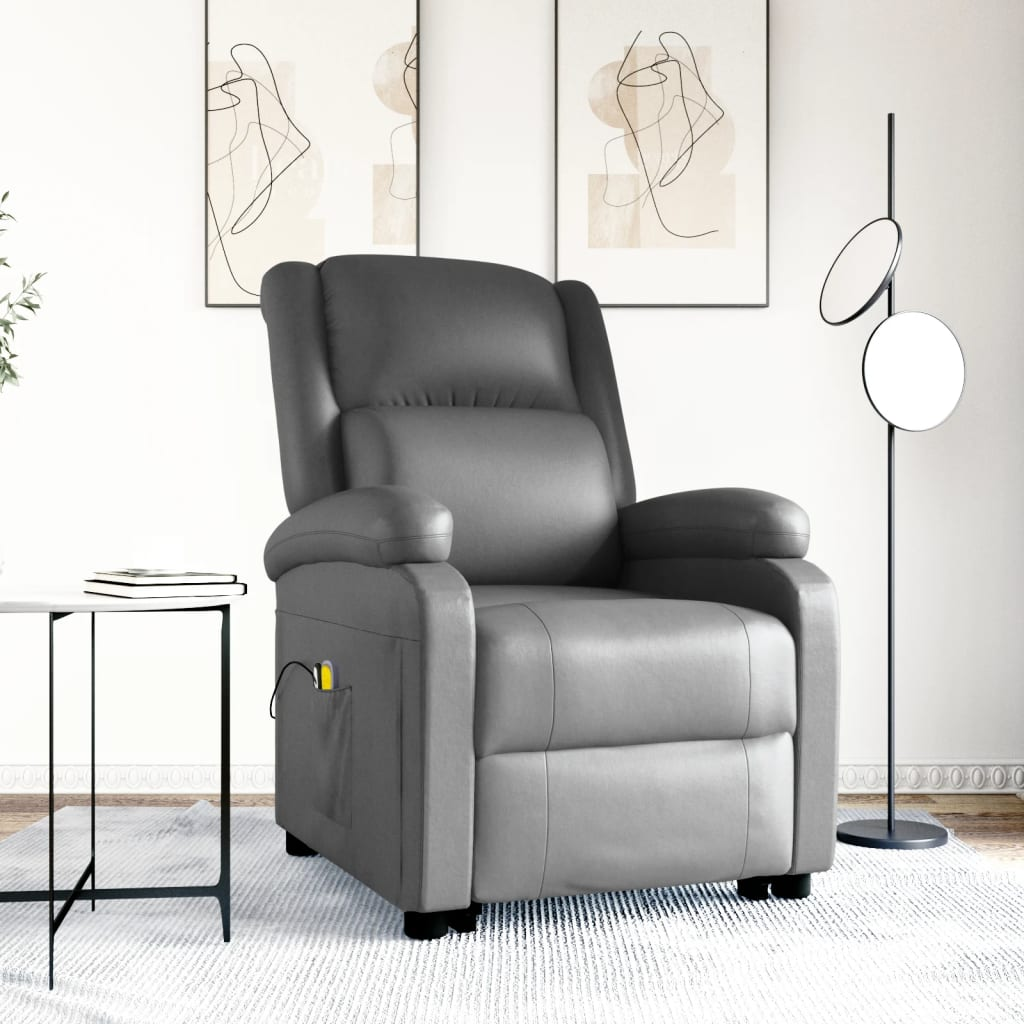 vidaXL Power Lift Massage Recliner Anthracite Faux Leather