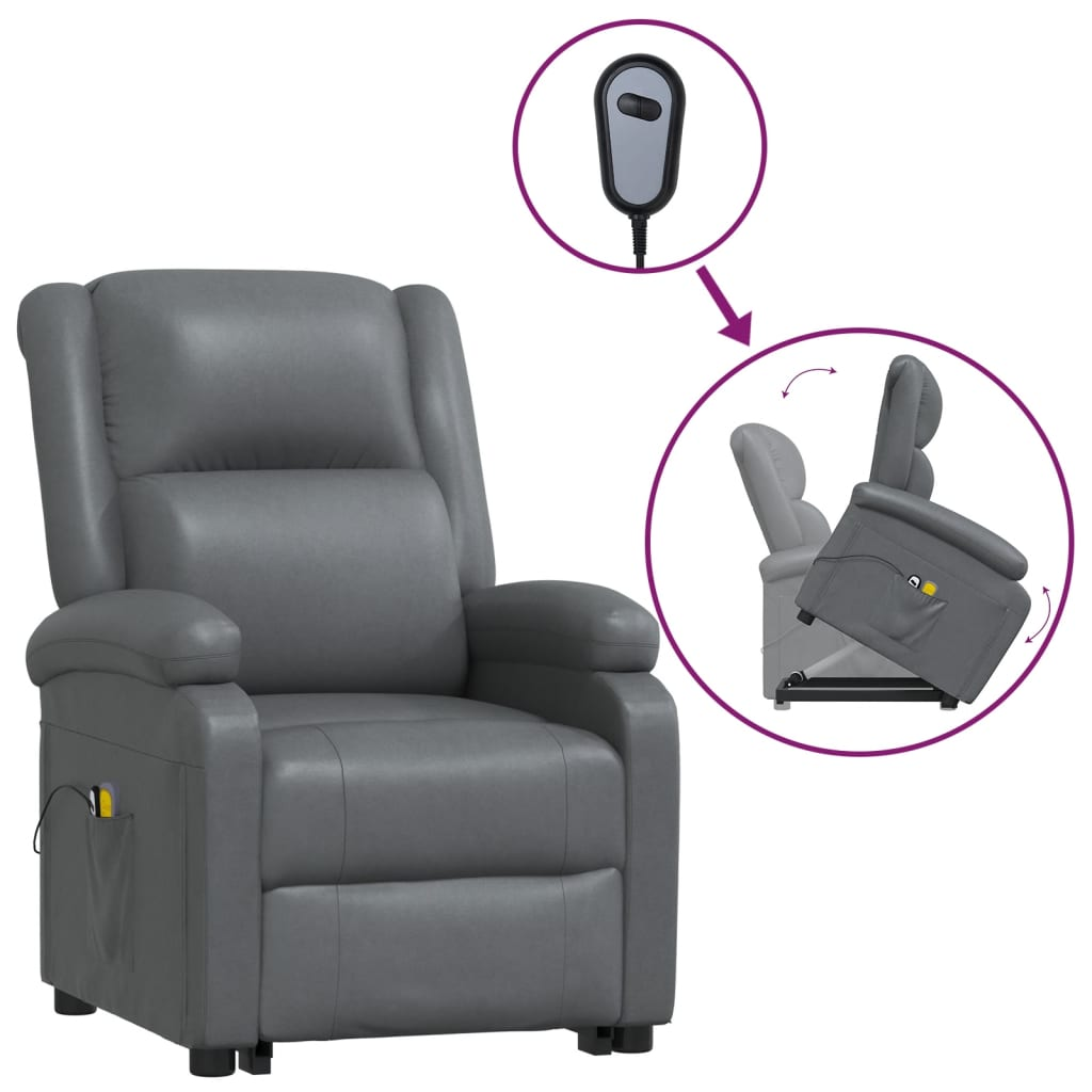 vidaXL Power Lift Massage Recliner Anthracite Faux Leather