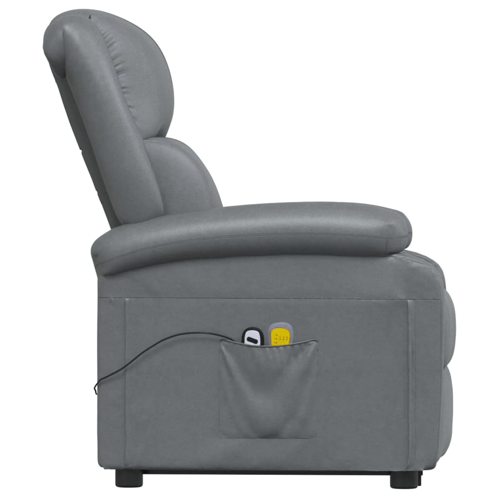 vidaXL Power Lift Massage Recliner Anthracite Faux Leather