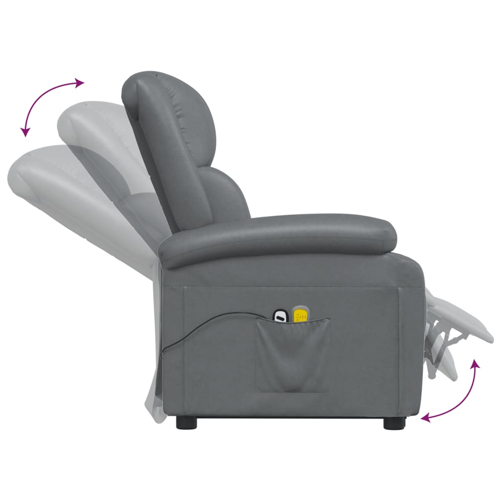 vidaXL Power Lift Massage Recliner Anthracite Faux Leather