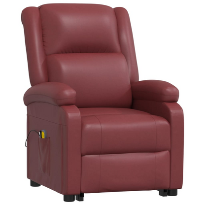 vidaXL Power Lift Massage Recliner Wine Red Faux Leather