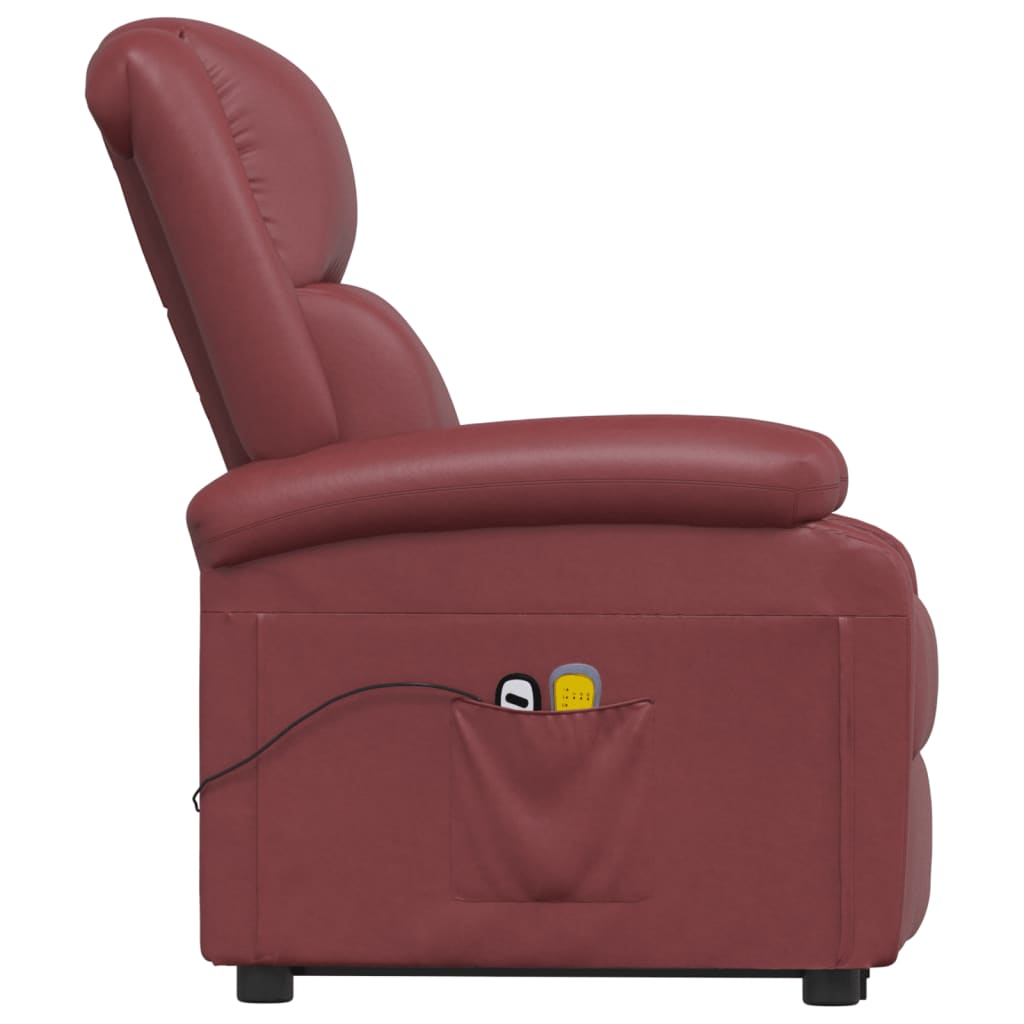 vidaXL Power Lift Massage Recliner Wine Red Faux Leather