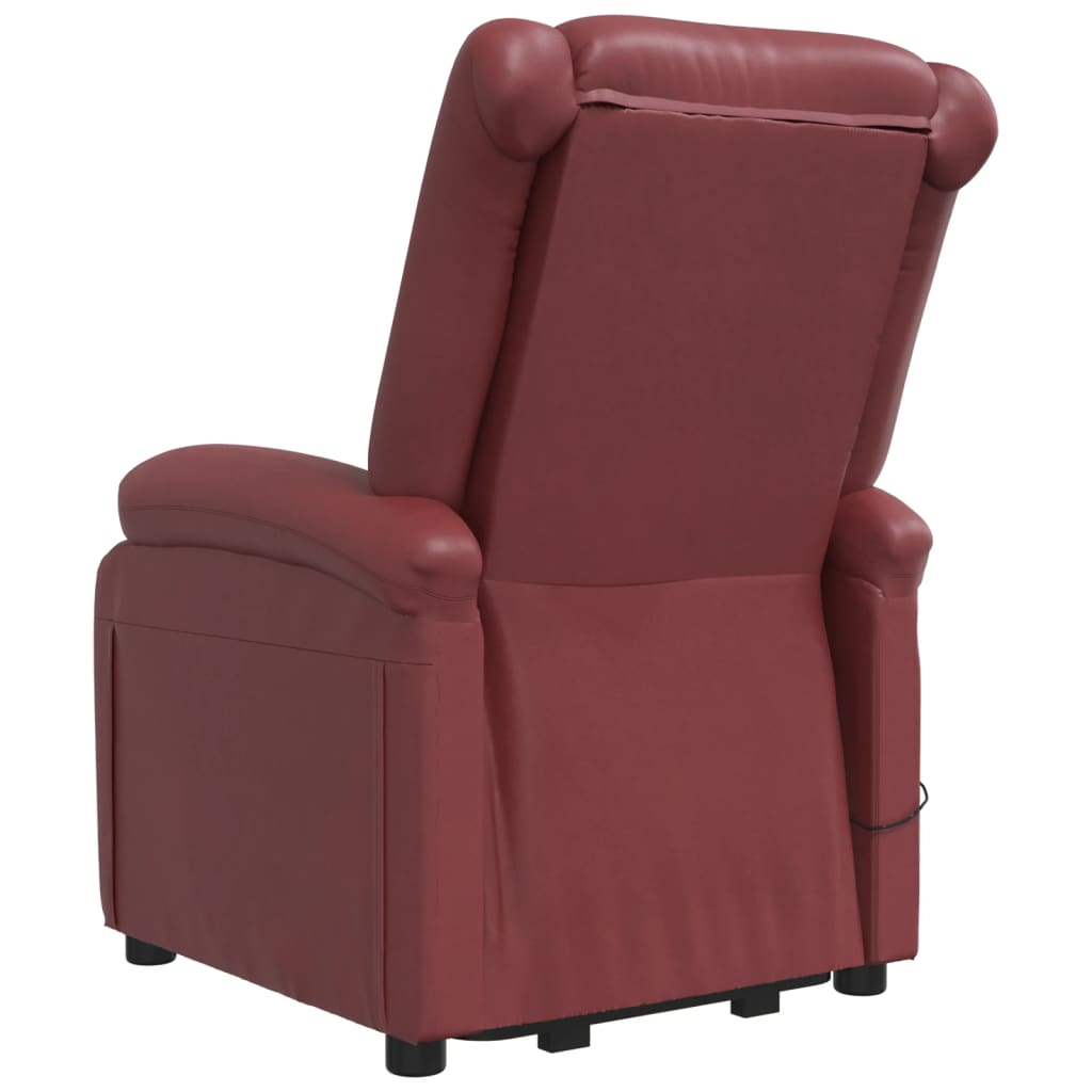 vidaXL Power Lift Massage Recliner Wine Red Faux Leather