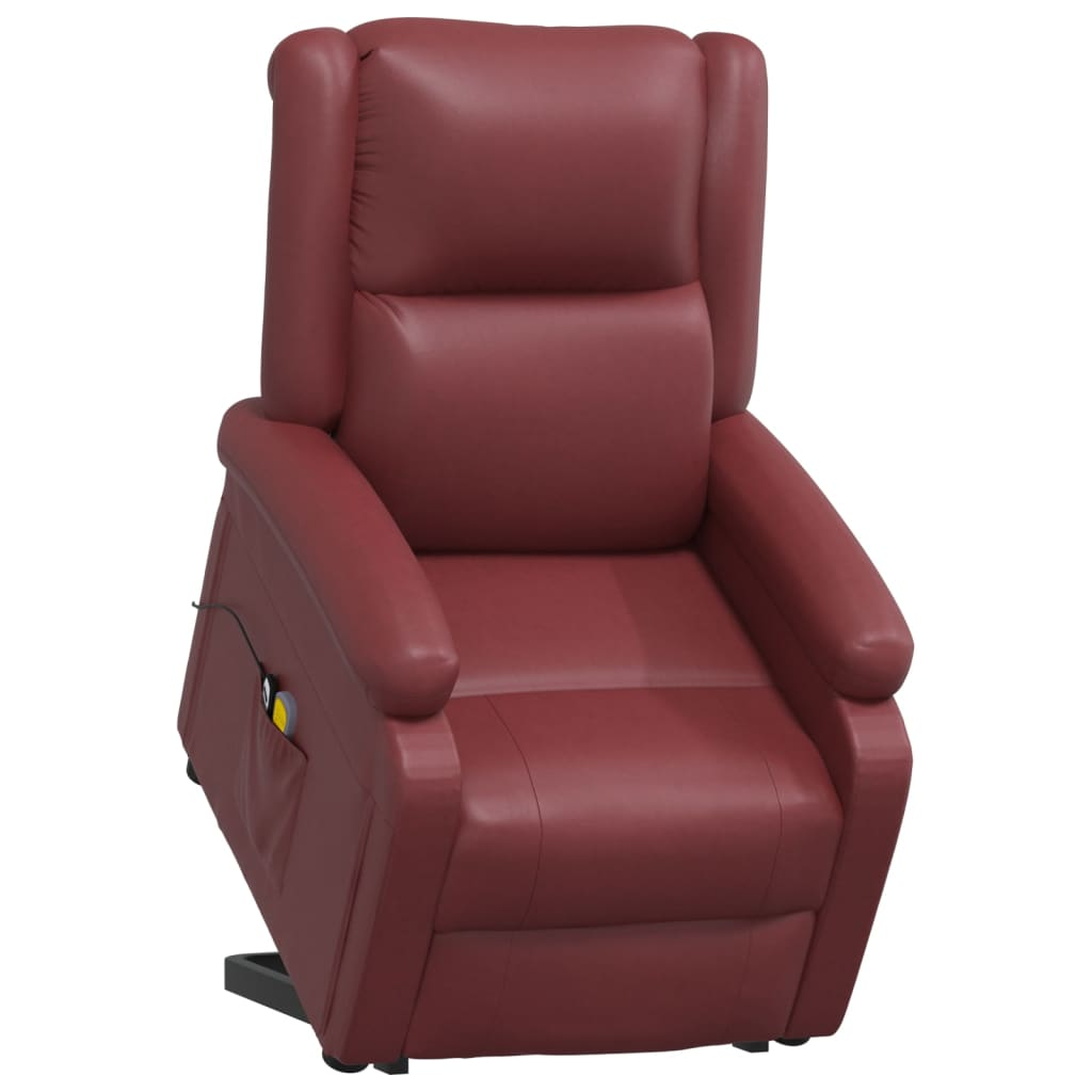 vidaXL Power Lift Massage Recliner Wine Red Faux Leather