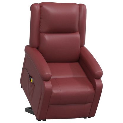 vidaXL Power Lift Massage Recliner Wine Red Faux Leather