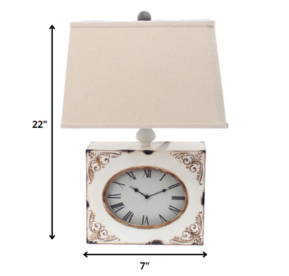 7 X 7 X 22 White Vintage Metal Clock Base - Table Lamp