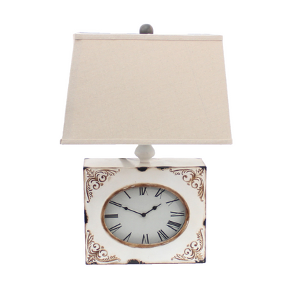 7 X 7 X 22 White Vintage Metal Clock Base - Table Lamp