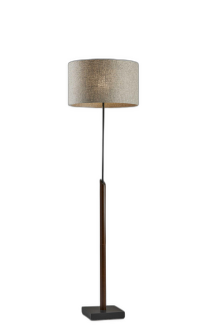 63" Black Traditional Shaped Floor Lamp With Beige Drum Shade