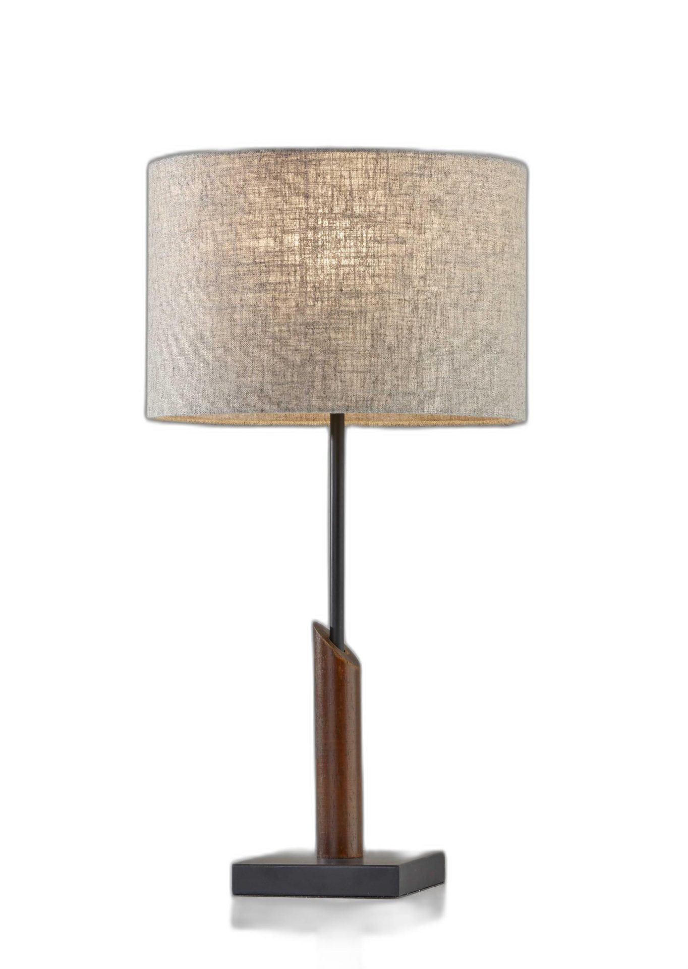 Sculptural Wood Black Metal Table Lamp