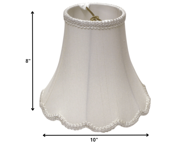 10" White Slanted Scallop Bell Monay Shantung Lampshade