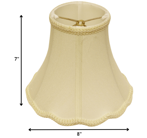 8" Ivory Slanted Scallop Bell Monay Shantung Lampshade