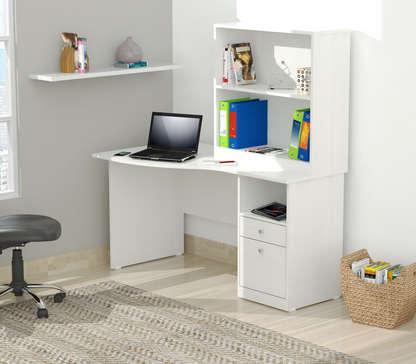 White Finish Wood Curved Top Writing Desk