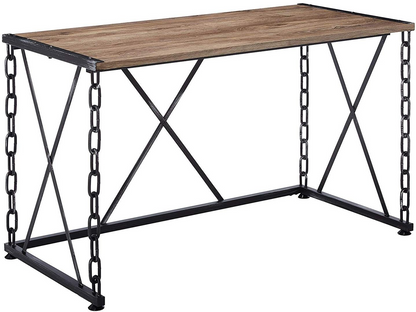 Modern Farmhouse Oak And Black Chain Link Office Desk