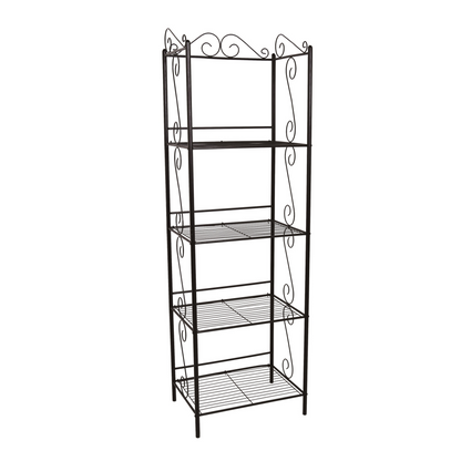 15.25" X 22" X 70" Brown Metal Shelf  Bookcase