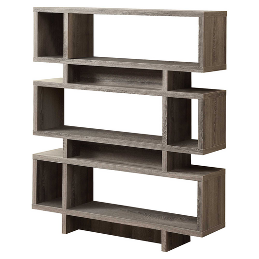 12" X 47.25" X 54.75" Dark Taupe Particle Board Hollow Core  Bookcase