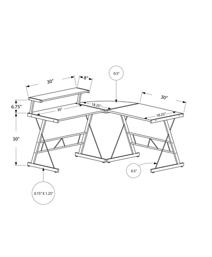 18" Dark Brown L-Shape Computer Desk