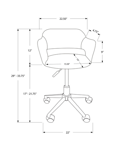 21" X 22.5" X 29" White Foam Metal Leather Look Lift Base  Office Chair