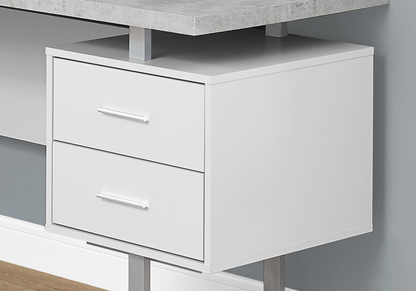 71" Grey L-Shape Computer Desk With Three Drawers