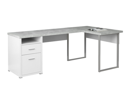 47" Grey L-Shape Computer Desk With Two Drawers