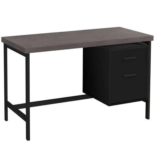 24" Grey Rectangular Computer Desk With Two Drawers