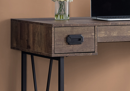 24" Brown Rectangular Computer Desk With Three Drawers