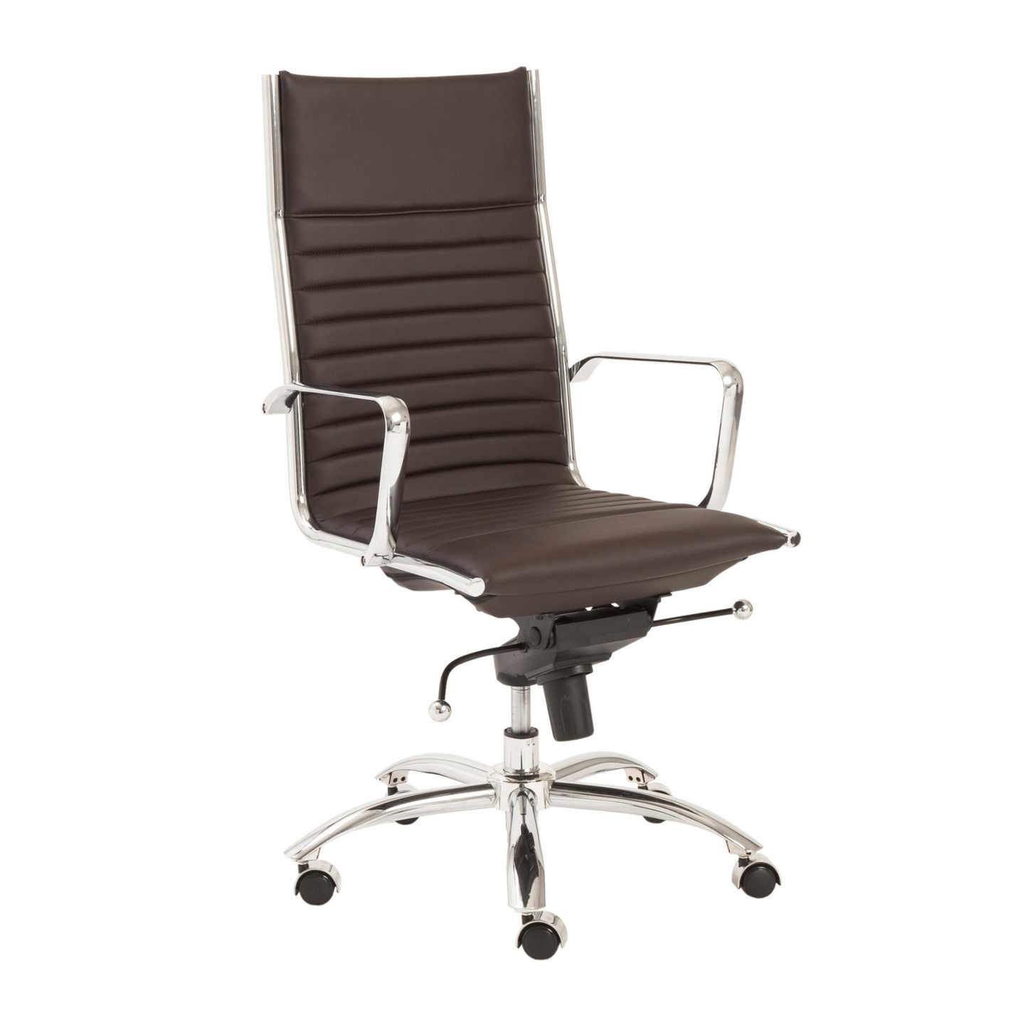 26.38" X 25.60" X 45.08" High Back Office Chair In Brown With Chromed Steel Base