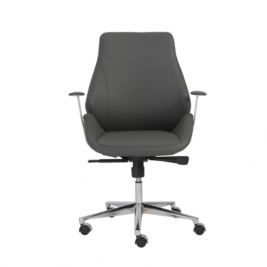 Gray Faux Leather Scoop Office Chair With Mod Armrests