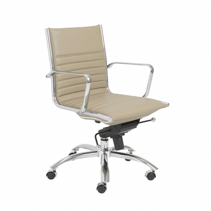 27.01" X 25.04" X 38" Low Back Office Chair In Taupe With Chromed Steel Base