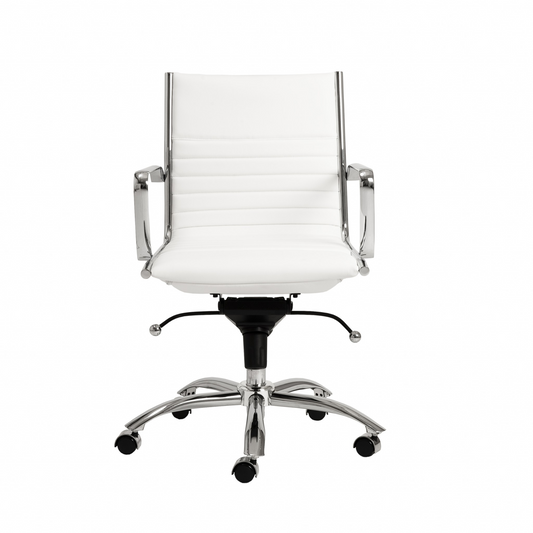 27.01" X 25.04" X 38" Low Back Office Chair In White With Chromed Steel Base