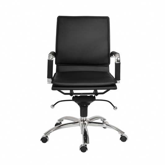 25.99" X 26.78" X 38.39" Low Back Office Chair In Black With Chromed Steel Base