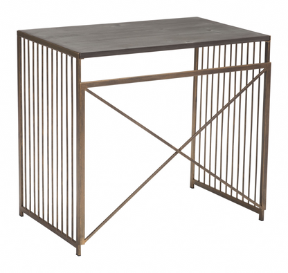 Gray and Gold Slatted Sides Table Desk