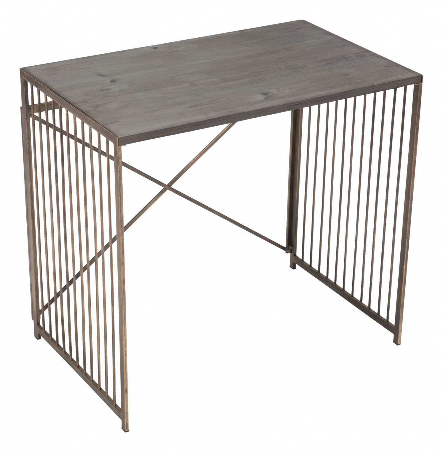 Gray and Gold Slatted Sides Table Desk