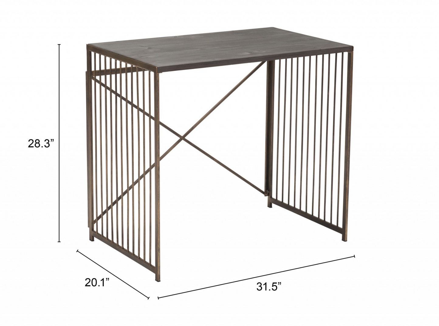 Gray and Gold Slatted Sides Table Desk